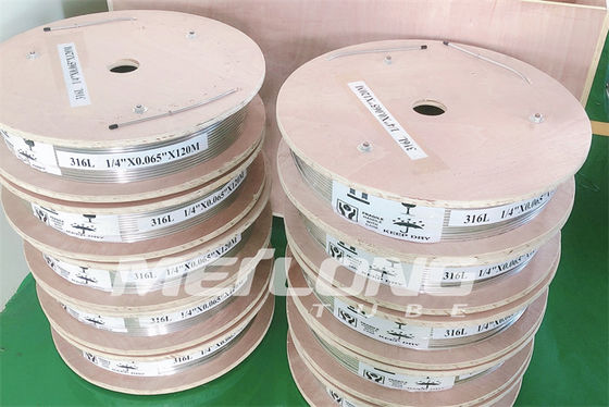 미국 부식 기술자 협회 규격 MR0175 / ISO15156 SS 유압 튜빙  이음새가 없는 SS316L ASTM A269 스틸 튜브 코일