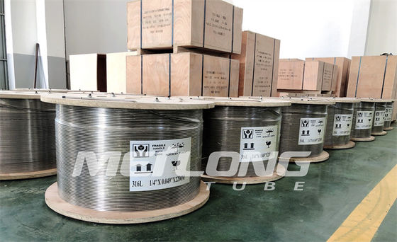 ASTM A269 스테인레스 강은 화학 주입 라인 3/8 OD Ｘ 0.065 WT를 관을 달아 감겼습니다